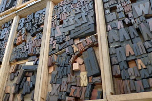 Lettering-Print-Plakatschriften-Bleilettern-Klichées-Setzkästen Lettering-Print-Plakatschriften-Bleilettern-Klichées-Setzkästen